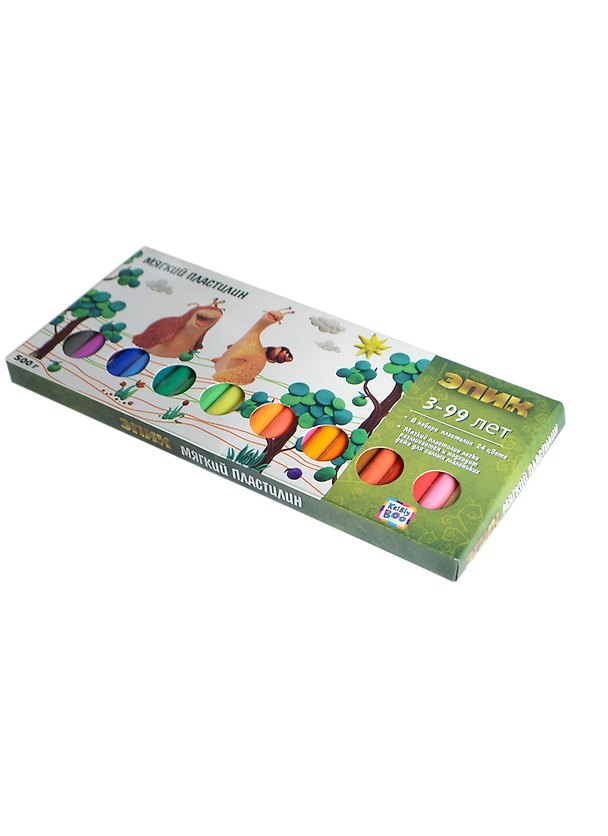 Пластилин мягкий для детской лепки Эпик (49678) (500г.) (24цв.) (3-99л.) (коробка) 2415318 — 1