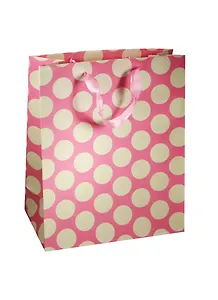 Пакет подарочный бумажный А4 26*32*12 "Крупный горох на розовом",жен., розовый, мат. ламинат, Хансибэг