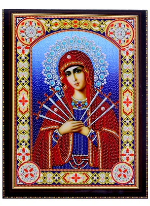 Алмазная мозаика на подрамнике Семистрельная Икона Божьей Матери №1 (BH03) (30х40см) (c част.зап.) (блест.) 2860160