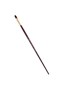 Кисть художественная Вернисаж, синтетика бордовая, плоскоовальная, длинная ручка №8, Гамма