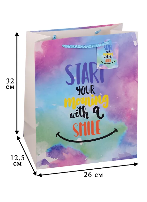 Пакет подарочный бумажный А4 32*26*12.5 "Wishes", нейтр., мат. ламинат, Kairui 243489 — 3