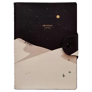 Тетрадь А5 96л кл. "Adventure" бежевый, иск.кожа, мягк.переплет, тисн.фольгой, полускр.спираль, кнопка
