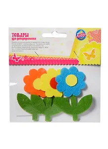 Набор фетровых деталей для декора Цветочки со стебельками (143870) (3шт) (упаковка)