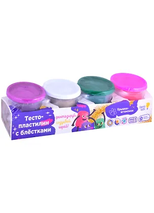 Набор для детской лепки ТМ GENIO KIDS-ART Тесто-пластилин 4 цвета С блестками (TA2000) (560г.) 2861845