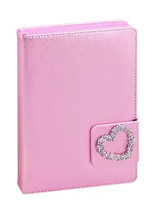 Ежедневник недат. А5 160л Наппа розовый, кожзам, тв. переплет, обл.поролон, магнит.клапан со стразами, тонир.блок, ляссе