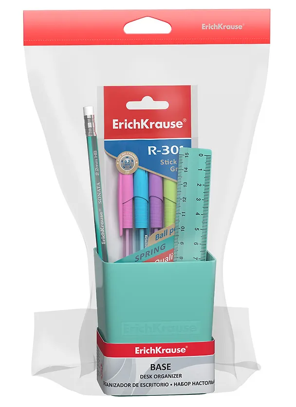 Набор настольный "Base. Pastel Mint" (4 ручки, карандаш, линейка), мятный, ErichKrause 2928548 — 1