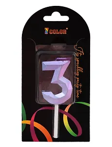 Свеча для торта Цифра 3 Градиент  (4см) (блистер) (12-7color-candle_31)