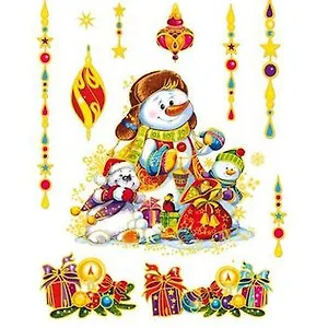Новогоднее оконное украшение Снеговик 30*38 см (31264) (Феникс-Презент)