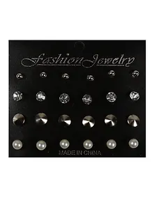 Бижутерия в наборе парами, 12 пар, микс металлик (11-04827-J16)