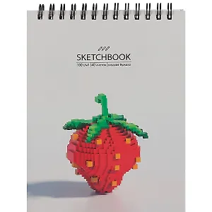 Скетчбук А6+ 125*160 40л "Клубника" белый офсет, 100г/м2, тв.обложка, евроспираль