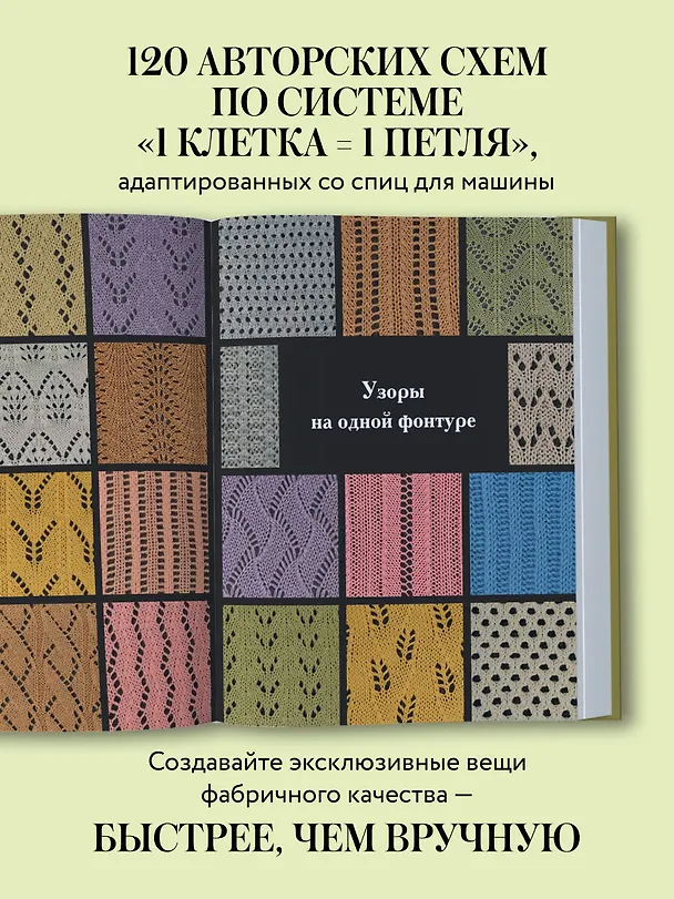 Книга 120 узоров для вязания на машине. Энциклопедия дизайнов со схемами, принципами построения и готовыми решениями для ручной деккеровки (Марина Ковальчук) — 7