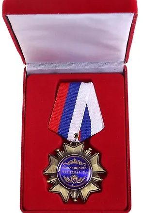 Орден металлический в бархатной коробке Выдающаяся личность (532163) (10х5) 2345654
