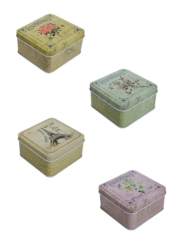 Сувенир, Шкатулка жестяная квадратная (в ассорт.) (9х9х5) 2424144 — 1