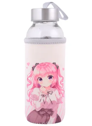 Бутылка в чехле Аниме Девушка с бантиком (Сёдзё) (цветная) (стекло) (300мл) 2913097