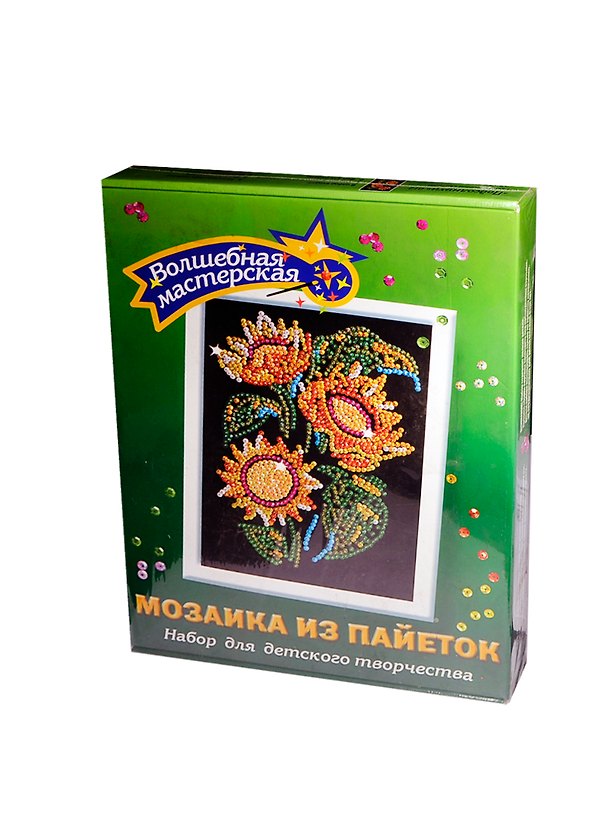 Мозаика из пайеток Подсолнухи (012вм) (27х36) (ВолшМаст) (коробка) 2311897 — 1