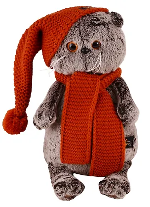 Игрушка мягкая Budi Basa, Басик в вязаной шапке и шарфе 22см 2620392