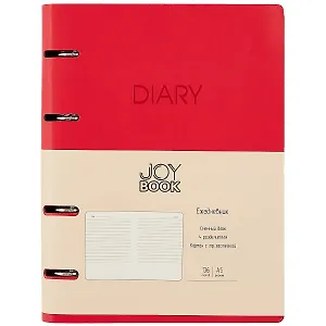 Ежедневник недат. А5 136л "Joy Book" особый красный, иск.кожа, интегр.переплет, 4 кольца, разделители