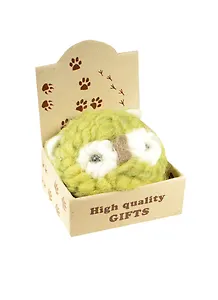 Сова круглая вязаная в крафт коробке (шерсть)