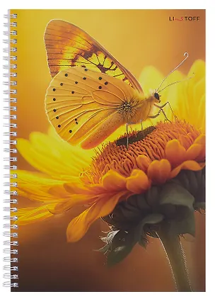 Тетрадь А4 96л кл. "Подсолнух" евроспираль, мел.картон, выб.лак, блестки «Золото». 3083997