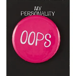Значок круглый OOPS (фуксия) (металл) (38мм)