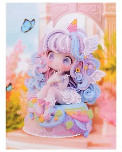 Алмазная мозаика (блестящая) с подрамником, с частичным заполнением "Куколка на тортике", 23 х 30 см