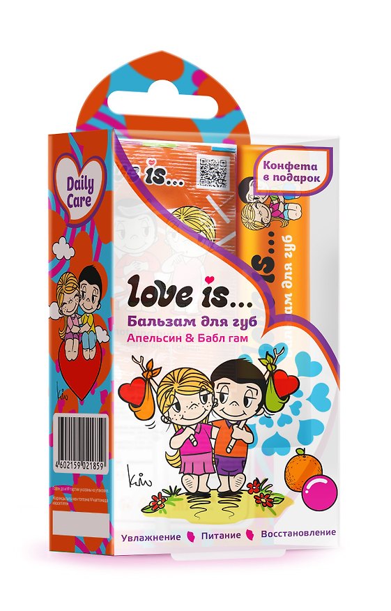 Набор Love is Бальзам для губ Апельсин-бабл гам+карамель (ПВХ бокс) (12х6,5) (Гк-134/16) 3028488 — 1