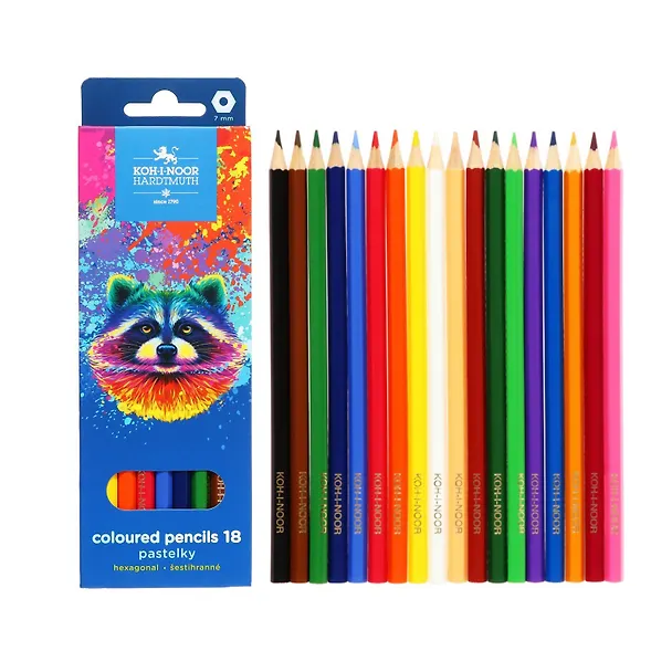Карандаши цветные 18 цветов "Racoon", Koh-i-Noor 3114512 — 2