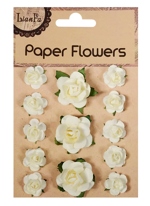 Набор для творчества. Цветы "Paper Flower", 3 больших + 10 маленьких, молочные и белые 2545857 — 3