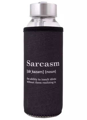 Бутылка в чехле Sarcasm (словарь) (черная) (стекло) (300мл) — 2925422 — 1