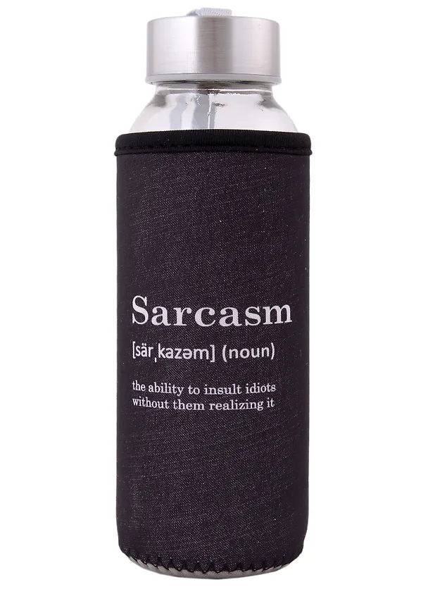 Бутылка в чехле Sarcasm (словарь) (черная) (стекло) (300мл) 2925422 — 1