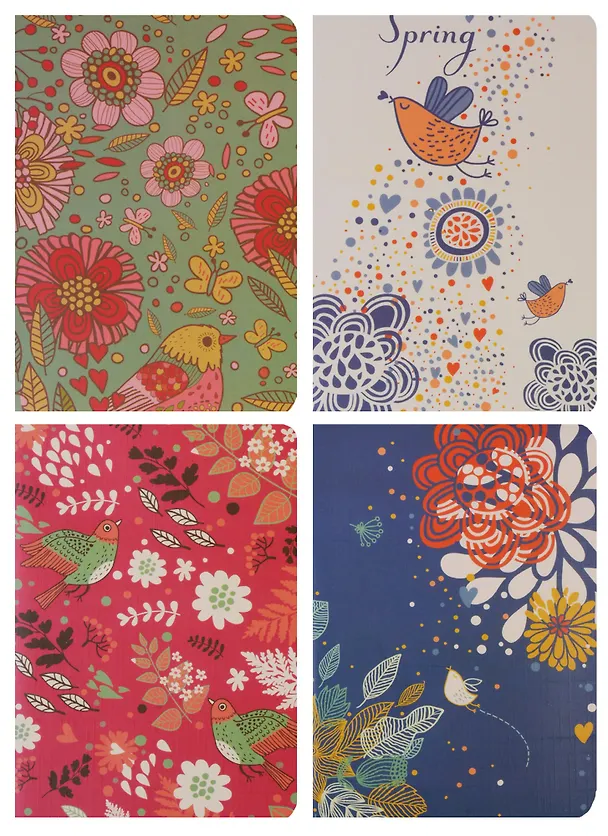 Записная книжка «Birds and flowers» А6, 24 листа, нелинованная, скрепка 245148 — 4