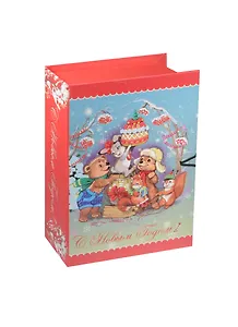 Шкатулка-книга с пуговицей картон Лесные зверюшки S (18х12х5) (39263)