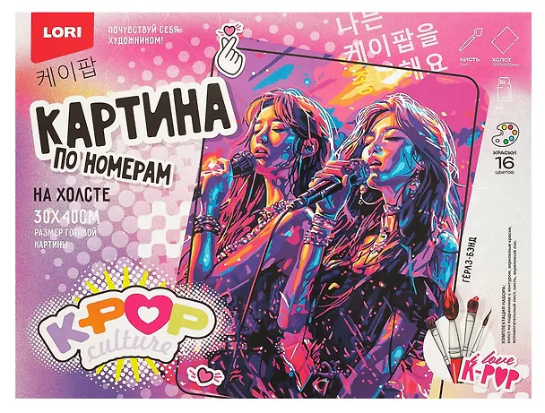 Картина-раскраска по номерам «K-POP. Гёрлз-бэнд», 30 х 40 см, холст на подрамнике, Lori 3076572 — 1