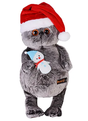 Мягкая игрушка НГ Басик в колпаке со снеговичком (30 см) (Ks30-079) 2623623