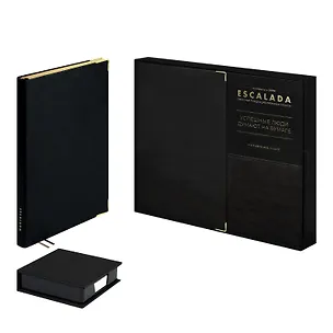 Ежедневник недат. А5 160л "Шеврет глосс" черный, мягк.переплёт, иск.кожа, подставка с бум.блоком с ПВХ-крышкой 3128904