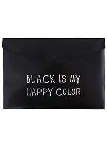 Папка-конверт А4 на кнопке "Black is my happy color", черная