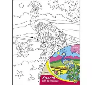 Набор для творчества, Рыжий Кот, Холст с красками 20*25см Павлин Х-1656 — 351642 — 1