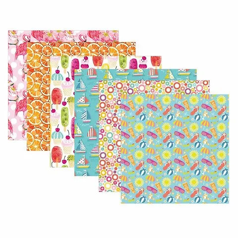 Цветная WASHI-бумага для декора ЛЕТО, 15х15см, самоклеящаяся, 12 листов, 6 дизайнов, ОСТРОВ СОКРОВИЩ, 661720 2804202 — 2