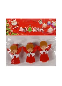 Новогодний Набор из 3-х прищепок Ангел красный в пак. с хедер. (11069715) (12х10см)