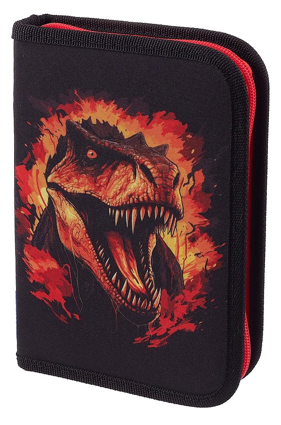 Пенал с наполнением «Fire dino», 1 отделение, 24 предмета, 21х14 см, Brauberg 3106018 — 1