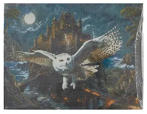Алмазная мозаика с подрамником, с полным заполнением "Магическая сова и замок", 30 х 40 см