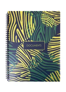 Папка на спирали 23*31см Жёлтые узоры 8отд., полипропилен