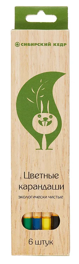 Карандаши цветные «Сибирский Кедр. ECO», 6,9 мм, 6 цветов 335416 — 1