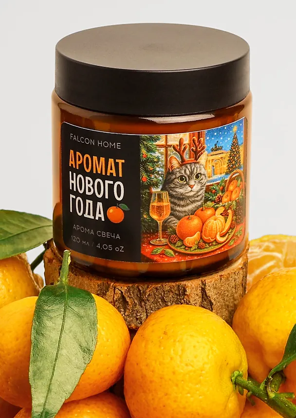 Свеча ароматическая новогодняя Мандарины (120мл) (FH044) 3135293 — 6
