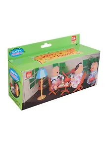 Игровой набор Мебель для гостиной-кухни (2стула стол посуда плита) (012-04B) (Happy Family) (3+) (коробка)