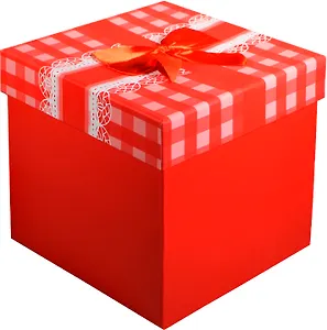 Коробка подарочная "Бант на красной клетке" 17,5*17,5*18см