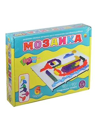Мозаика пластиковая 180 фишек Квадратные фишки (М-4326) (6цв.) (3-9л.) (Рыжий кот) 2416295