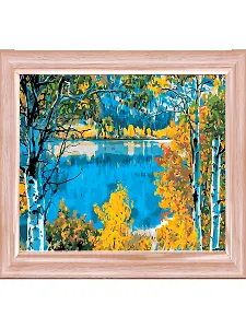 Холст с красками по номерам "Зеркальное озеро в лесу", 40 х 50 см
