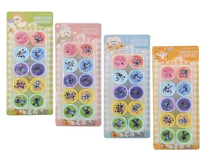 Штампик детский с картинками УШАСТИК, размер 2,5х3,6 см, набор 10 шт, картинка штампа совпадает с картинкой на крышке, блистерная упаковка