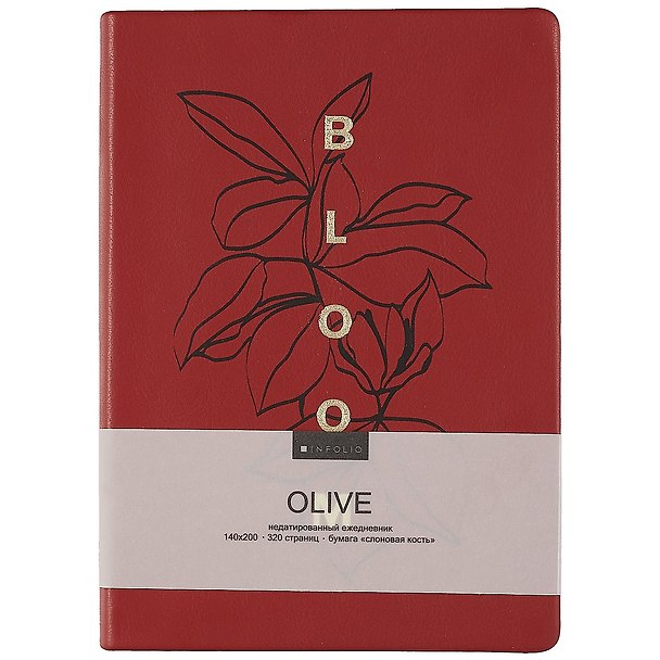 Ежедневник недатированный «Olive» А5, бордовый, 160 листов, экокожа, InFolio 2944656 — 1